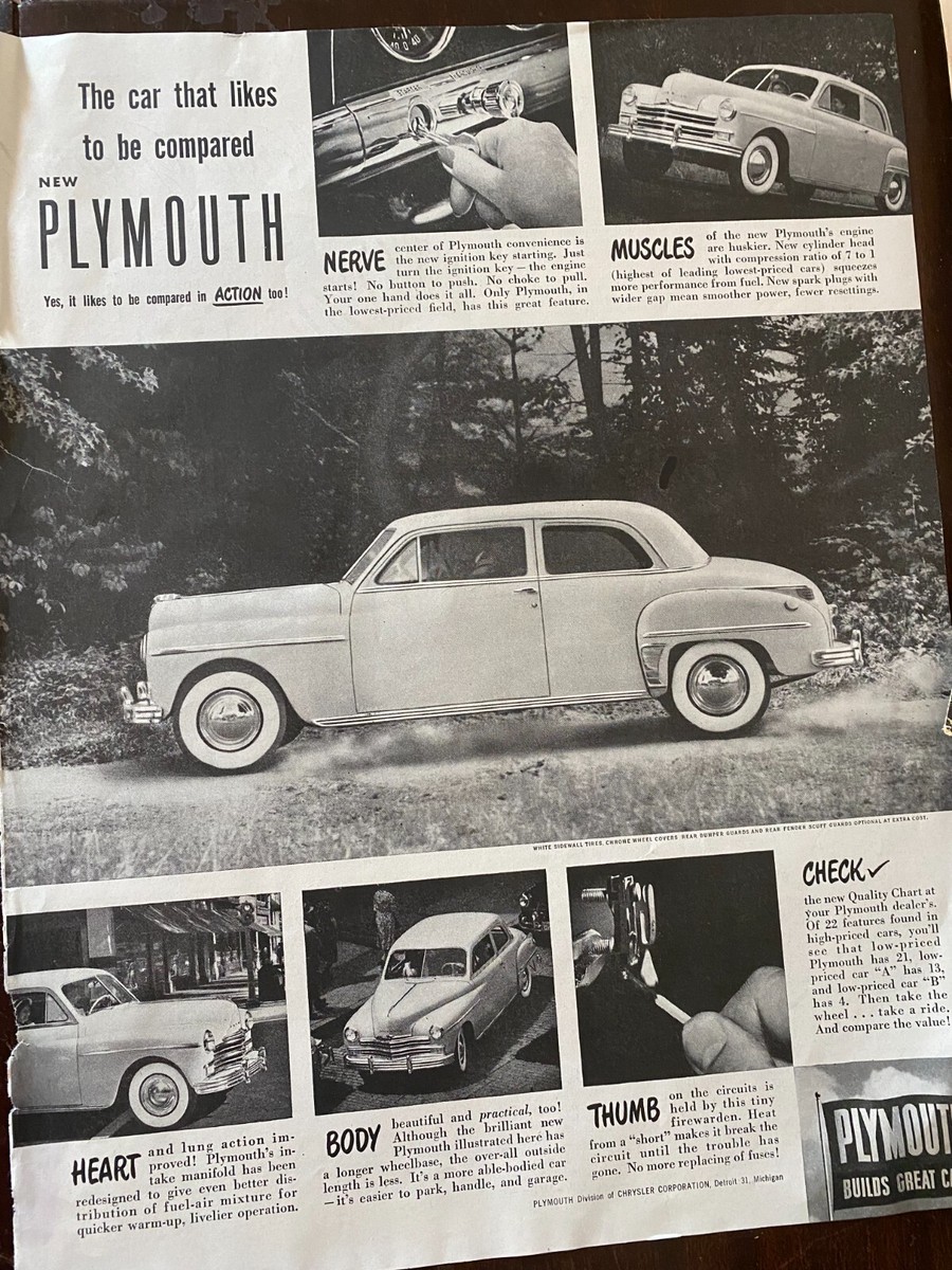 Plymouth, Full Page Vintage Large Format Print Ad