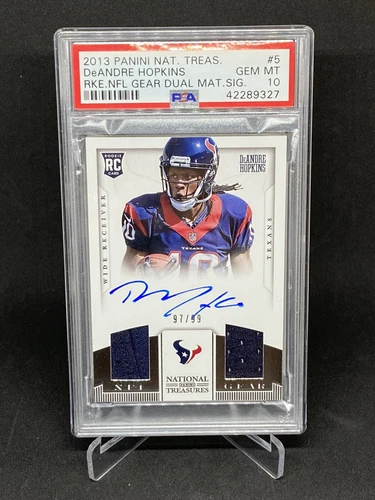 2013 National Treasures Deandre Hopkins Rookie Dual Gear Auto #5 PSA 10 RC /99