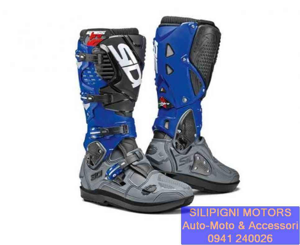 SIDI CROSSFIRE 3 SRS Grigio Blu Nero Stivali Moto Off-road Cross Enduro