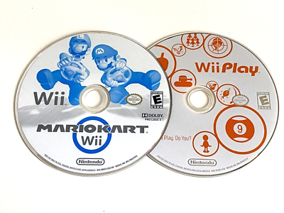 Mario Kart Wii and Wii Play Nintendo Wii Game Disc Only Lot Games