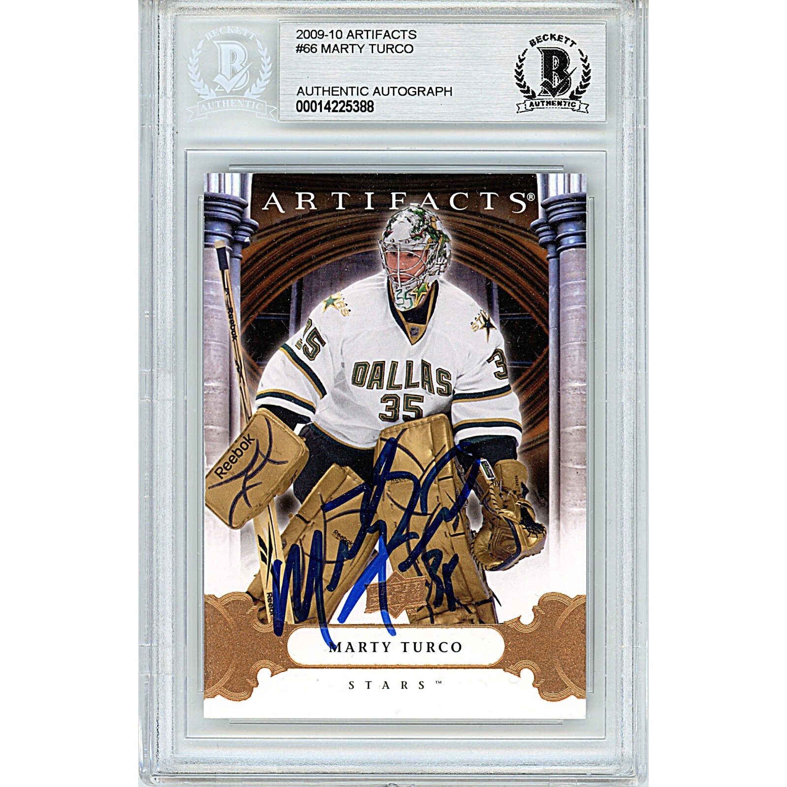 Marty Turco Dallas Stars Auto 2009-10 Upper Deck Hockey BAS Auth Autograph Slab