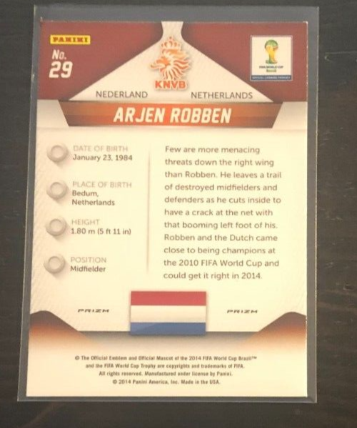 2014 Panini Prizm World Cup ARJEN ROBBEN Blue Red Wave Prizm
