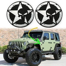 Pair (2) Punisher Rated Fender Badges fits JEEP WRANGLER YJ JL JK TJ CJ emblem