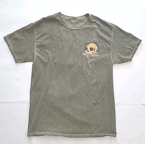 Thrift Shop Exhange Men's T Shirt M Distressed Army Green Skull Graphic Tee