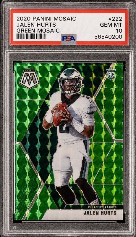 Jalen Hurts 2020 Panini Green Mosaic Prizm Rookie #222 PSA 10