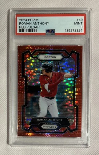 Roman Anthony 2024 Panini Prizm #49 Red Pulsar /399 PSA 9 LOW POP Color Match
