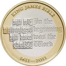 RARE 2011 KING JAMES BIBLE £2 TWO POUND COIN CIRCULATED CONDITION