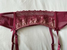 Janet Reger Wine Red Lace Suspender Belt - Size 10 - 12 New 