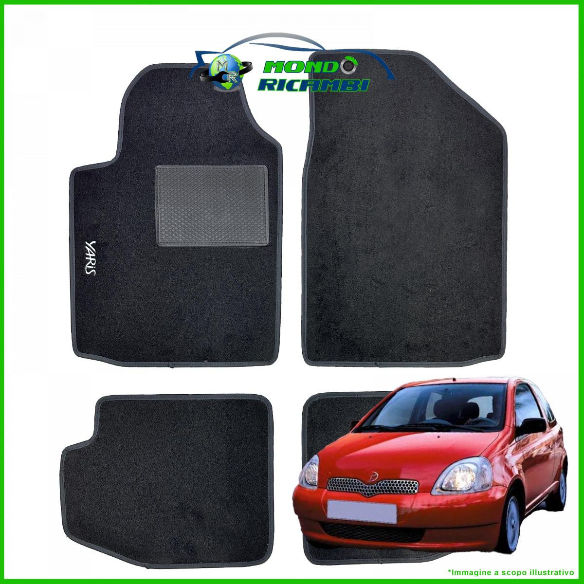 Serie 4 Tappetini Moquette Neri Toyota Yaris 3 Porte 1999-2005