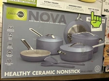Rio Green Pan Healthy Nonstick Cookware Set in Nova Blue