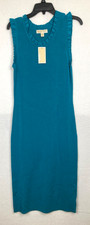 Michael Kors NWT Blue Stretch Knit Dress Ruffles Sleeveless Sz L