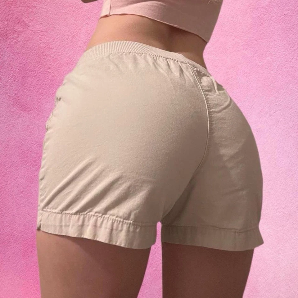 Pantalones cortos cargo vintage descoloridos Glory tiro bajo 100 % algodón beige Foto 2 de 4