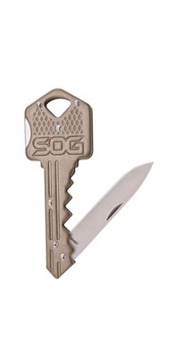 SOG Key Shaped Folding Lock Blade Knife For Pocket or Keychain Stainless Steel
