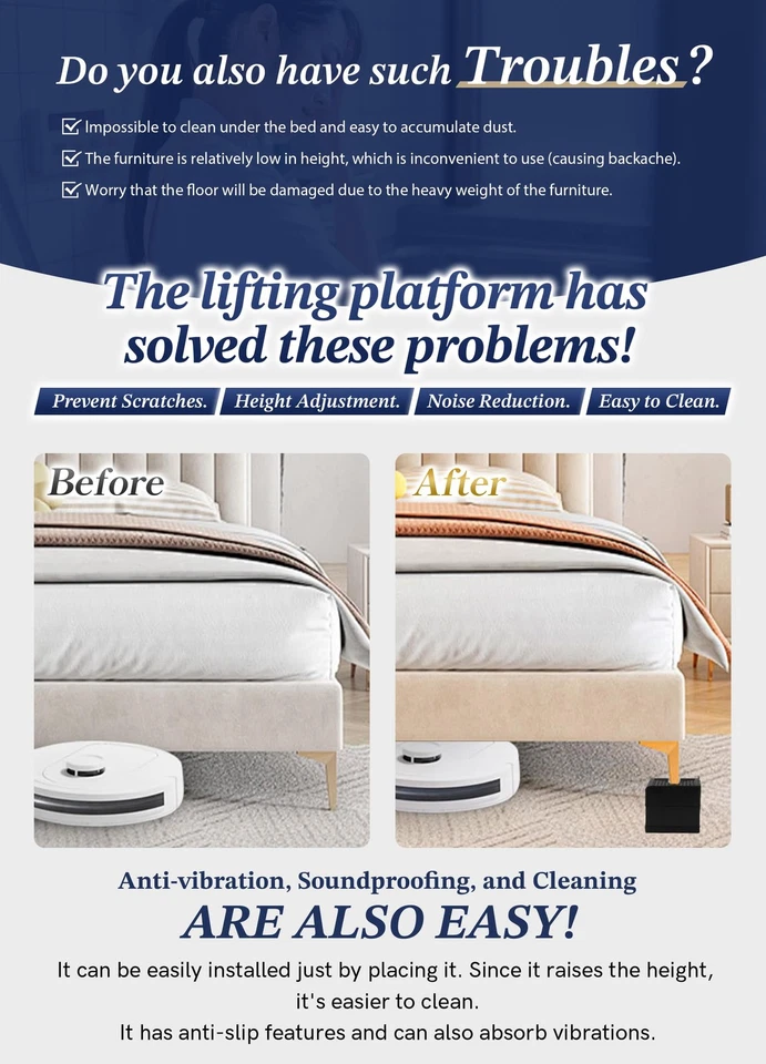 Подставки для дивана кресла, высокопрочные подъемные опоры, 4000 фунтов, серые - Изображение 3 из 4