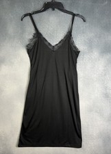 Noisy May V Neck Cami Under Dress Lace Trim Strappy Petticoat Black Women Small