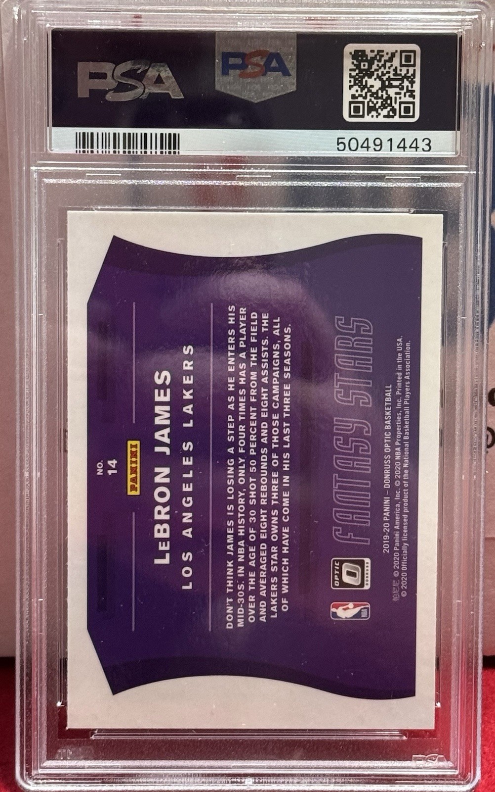 2019-20 Panini Donruss Optic - Fantasy Stars LeBron James PSA 10 #14 view 2