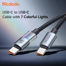 Mcdodo 7 Colorful LED USB-C Fast Charging Cable 100W PD Braided Nylon Cord