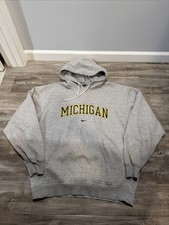 Vtg Nike Center Swoosh Michigan Wolverines Hoodie Sweatshirt Sz L Embroidered
