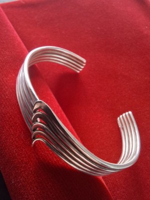 Vintage Armreif Armband 925 Sterling Silber gewellt 7 1/2'' 21,59 g sehr guter Zustand