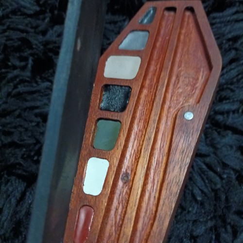 Aquarellpalette Holz Sarg Goth viktorianischer Stil handgemischt Pinsel enthalten - Bild 7 von 14