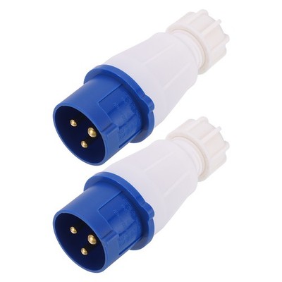 2Pcs 220-240V 16A 2P+E 3Pin IP44 Aviation Male CEE Industrial Connectors