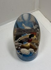 Resin Art Two Mallard Ducks Inside Paperweight large desk art
