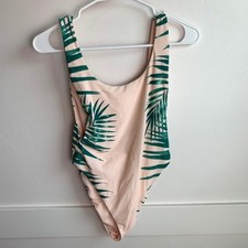 AERIE Green Palm Leaf  Peach One Piece Swimsuit Size Small