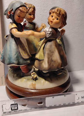 Hummel 317 Dancing Children Ceramic Figurine has damage Signed Hand Painted