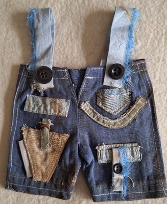 Jeanshose, Patchwork , Shabbylook, für ca. 36 - 38 cm Bären - HANDARBEIT