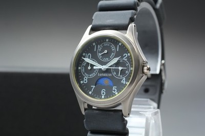 Seiko Alba Lunakiss Sun & Moon Qz Herrenuhr New Batt V33F-6C70 Vintage 1995 N...