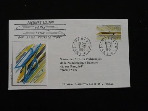 cover France 1984 train first postal TGV