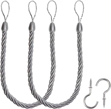 Curtain Ropes Tiebacks Tie-Backs, Curtain Handmade Holdbacks with 2 Metal Screw 
