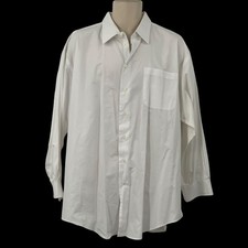 Nautica Classic White Cotton Button-Down Dress Shirt Long Sleeve Size 18 32/33