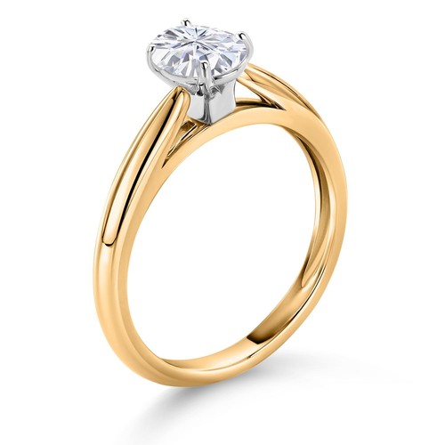 10K Yellow Gold White Moissanite Solitaire Engagement Ring For Women (0.90 - Picture 3 of 5