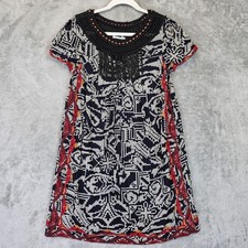 Floreat Dress Womens Small Embroidered Crochet Beaded Fringe Boho Anthropologie