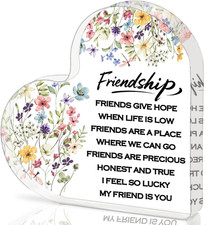 Friendship Gifts for Women, 0.5 Thickness Acrylic Heart Plaque - Best Friend Bir