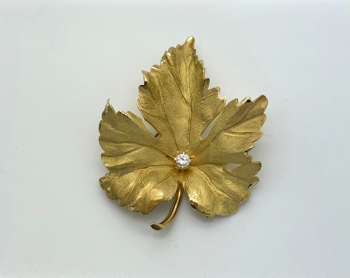 Tiffany & Co. 18k Yellow Gold Diamond Maple Leaf Brooch | eBay