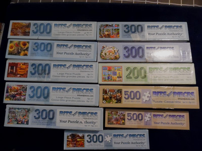 Lot of 11    200-500 Piece Bits and Pieces JIgsaw Puzzles