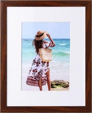 PSLXZXK 8x10 Picture Frame Rustic Brown Display Pictures 5x7 with Mat or 8 x 10