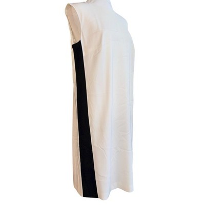 Escada White And Black Stripe Shift Dress Size 38 US 8