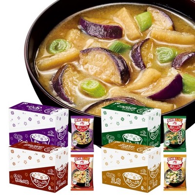 AJINOMOTO Freeze-Dried Miso Soup Set (4 varieties, 32 servings) - Packed with In