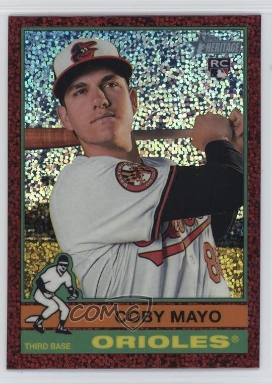 2025 Topps Heritage Chrome Burgundy Sparkle Refractor Coby Mayo #340 0t0