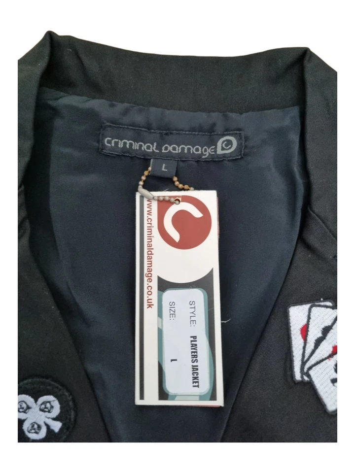 Criminal Damage Women’s Players Jacket Black Embroidered Blazer Y2K Emo Punk L - Image 4 of 4