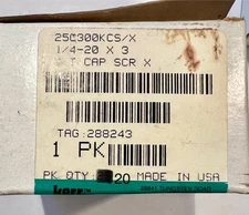 20 Pack Kerr Lakeside 25C300KCS 1/4"-20 x 3” Socket Head Cap Screw Black Oxide