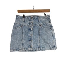 Abercrombie Fitch Natural Rise Button Front Denim Skirt size 4 Blue