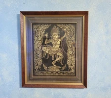 Vintage Thai Angkor Wat Temple Rubbing Dancer Mid Century 1970s