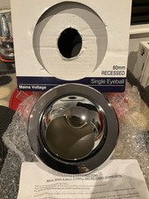 ONE RING 80mm RECESSED EYEBALL TILTING SPOT DOWN LIGHT MAINS R80 ES CHROME NEW