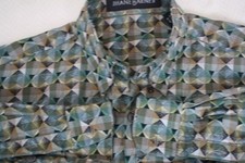 JHANE BARNES Men  s Shirt Woven In Hong Kong Gray Beige Geometric All Cotton Smal