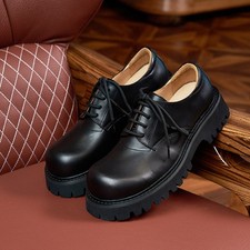 New Men's Round Toe Shoes Big Toe Leather Lace Up Business Casual Leather Shoes