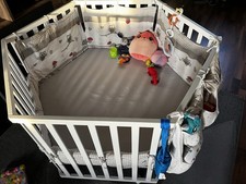 Laufgitter 6 eckig Mit Einlage Und Matratze Baby Laufstall Krabbelgitter